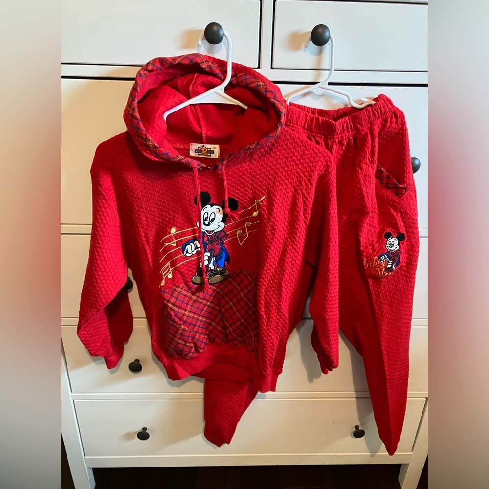 Vintage 90s Disney Kids Mickey Music Sweatshirt Set RARE